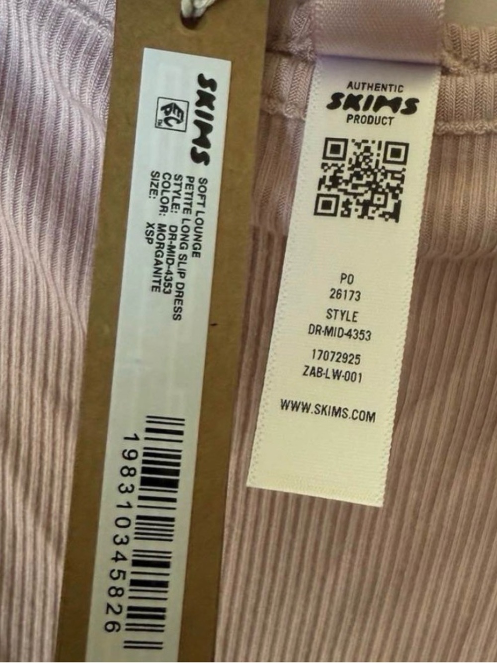 SKIMS Petite Soft Lounge Long Maxi Slip Dress XS in Morganite Pink BNWT - Picture 8 of 8